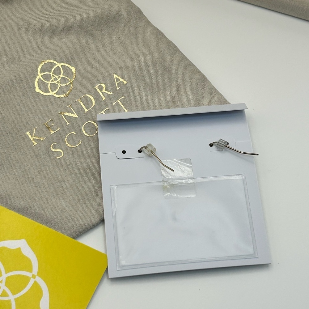 Kendra Scott Elle Earrings Black Iridescent 1.5" Drop & Pouch - Picture 6 of 10